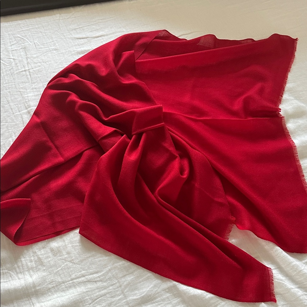 NWOT merino wool rectangular 28*74inch Vibrant Red Scarf